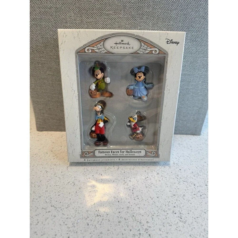 2007 Hallmark Keepsake Disney Famous Faces For Halloween Ornaments Set of 4 NIB